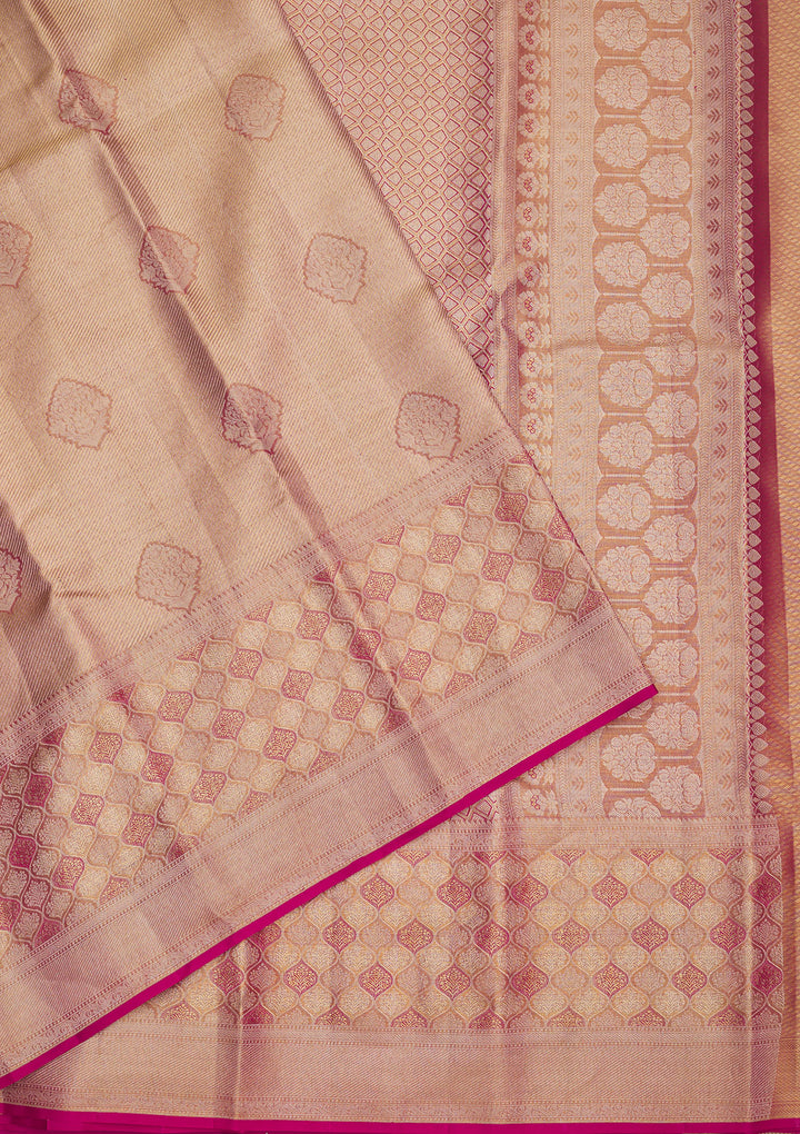 Rani Pink Zariwork Pure Silk Saree
