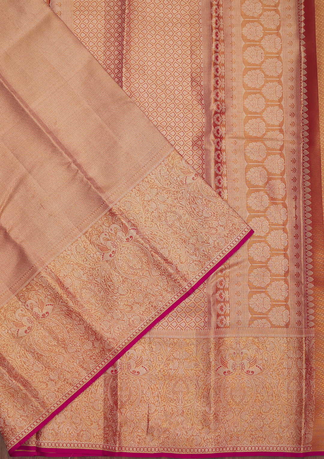 Rani Pink Zariwork Pure Silk Saree
