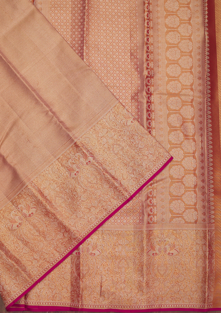 Rani Pink Zariwork Pure Silk Saree