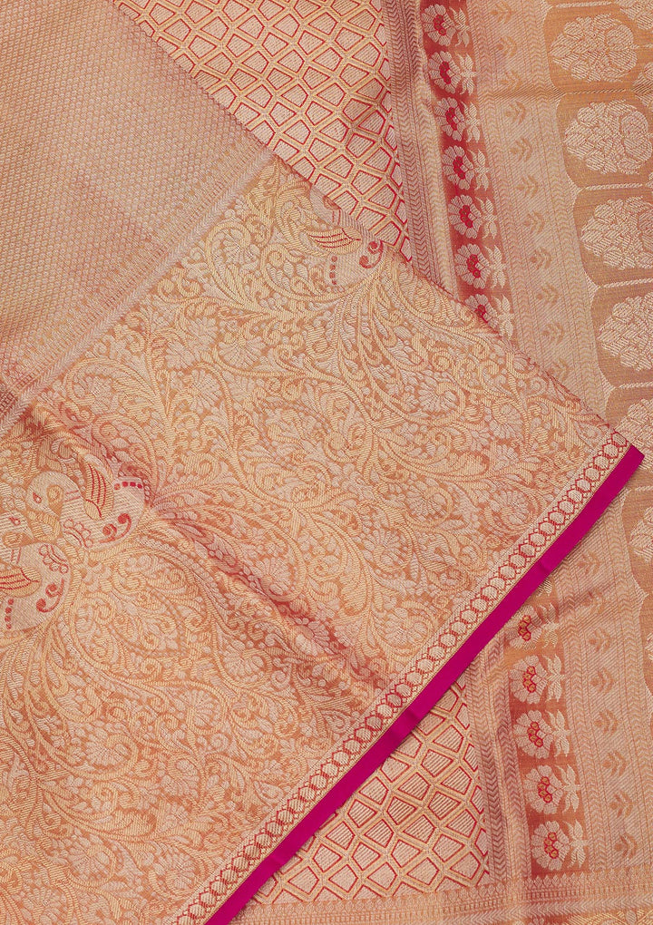 Rani Pink Zariwork Pure Silk Saree