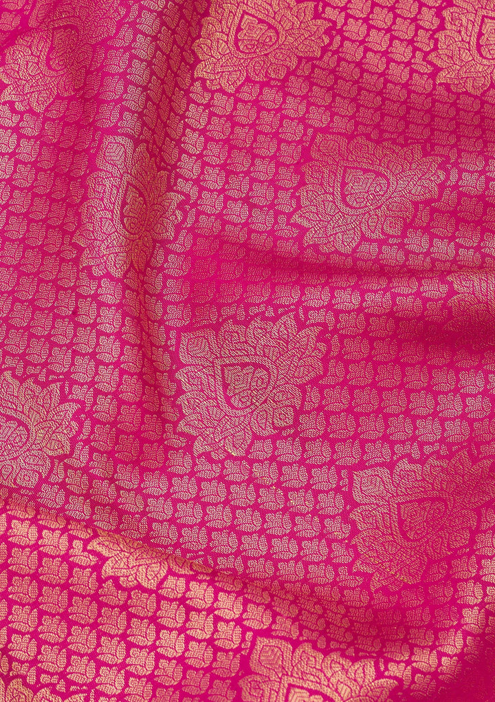 Rani Pink Zariwork Pure Silk Saree
