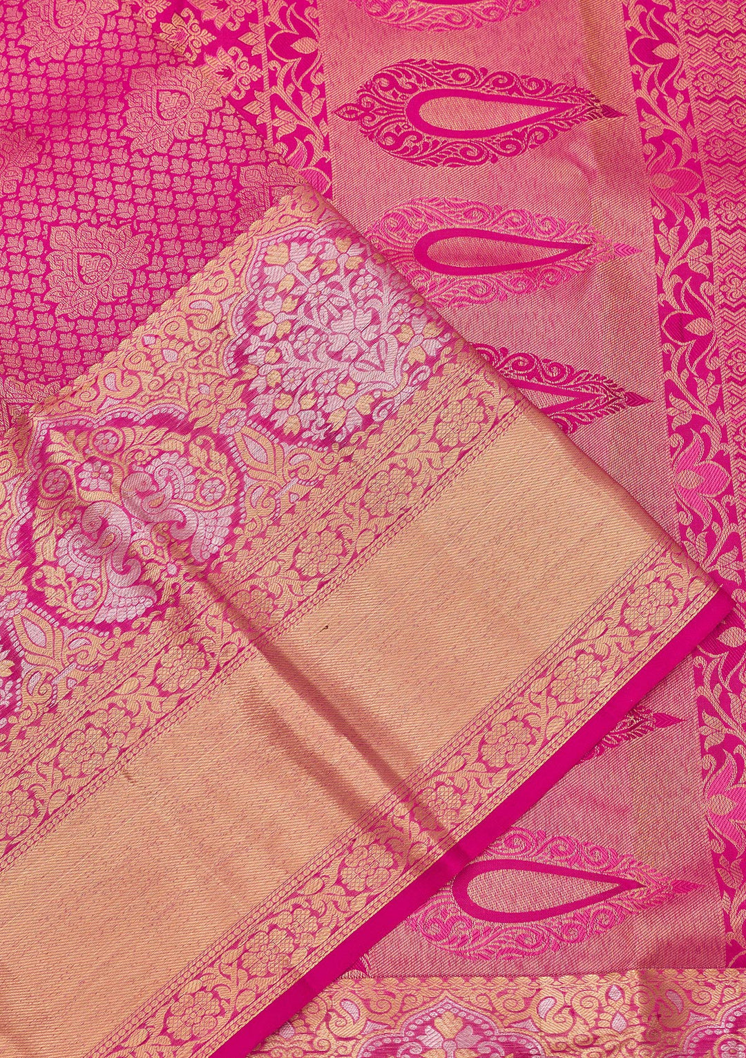 Rani Pink Zariwork Pure Silk Saree
