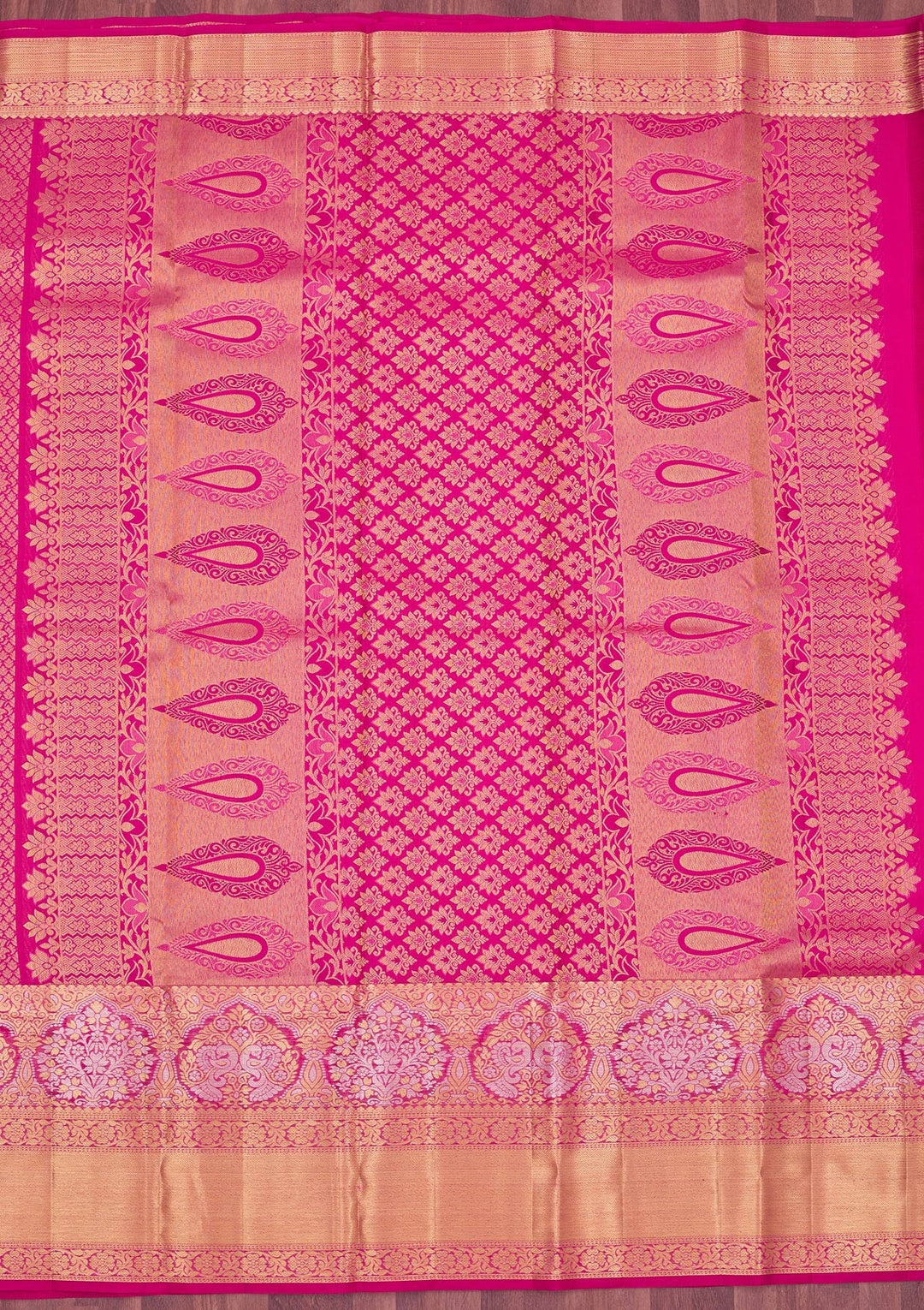 Rani Pink Zariwork Pure Silk Saree