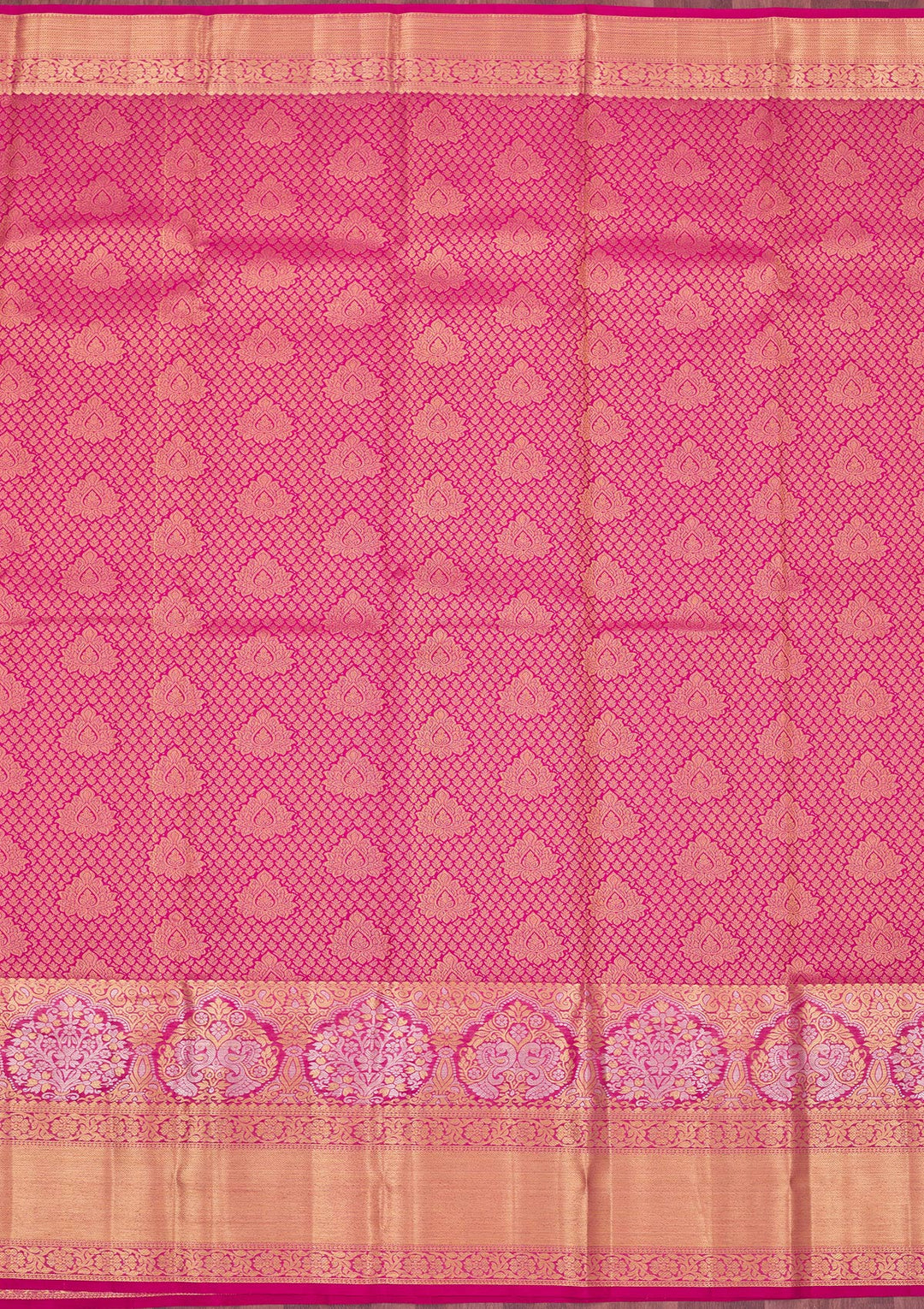 Rani Pink Zariwork Pure Silk Saree