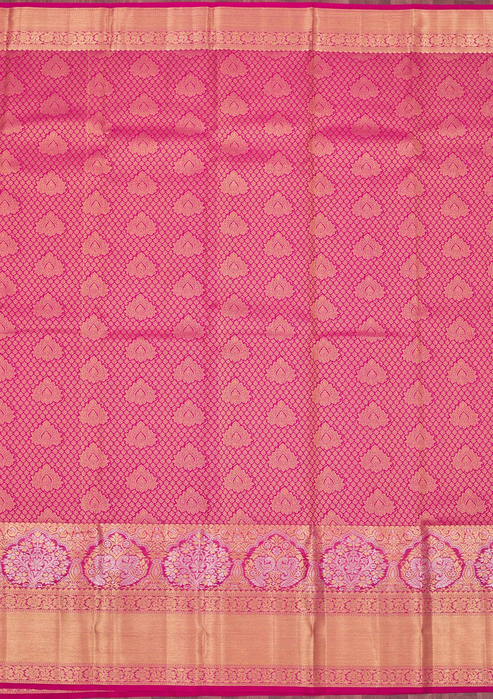 Rani Pink Zariwork Pure Silk Saree