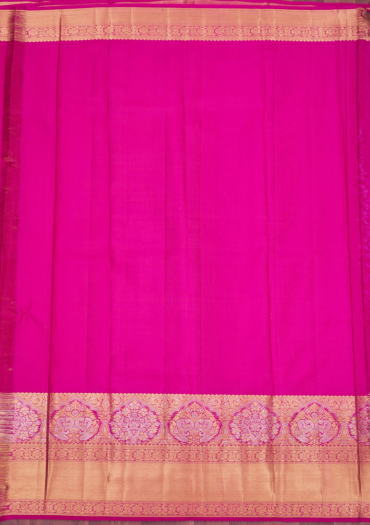 Rani Pink Zariwork Pure Silk Saree