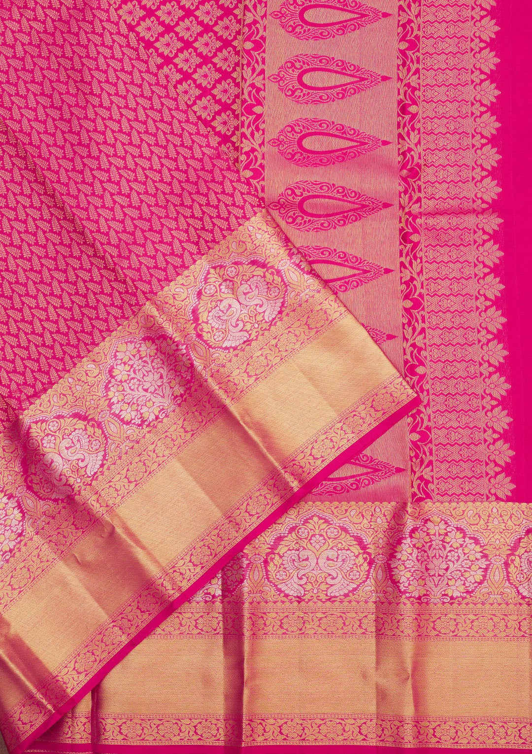 Rani Pink Zariwork Pure Silk Saree