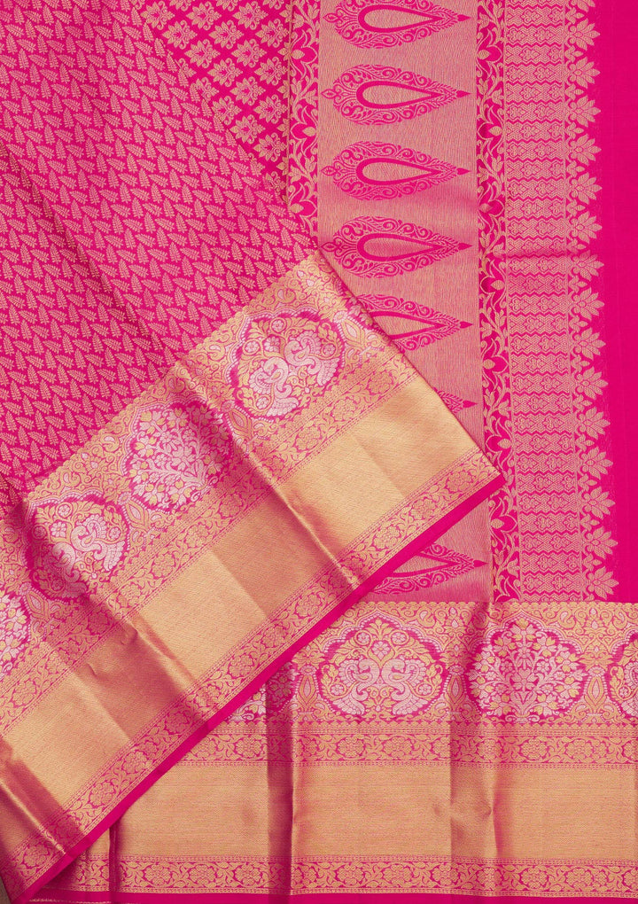 Rani Pink Zariwork Pure Silk Saree