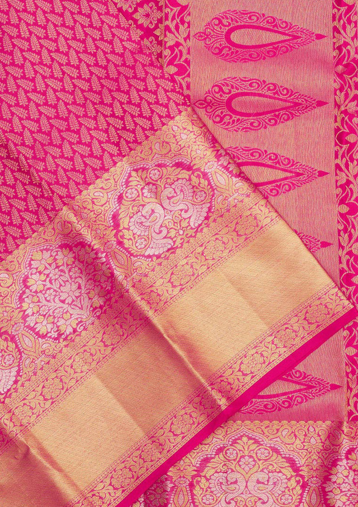 Rani Pink Zariwork Pure Silk Saree