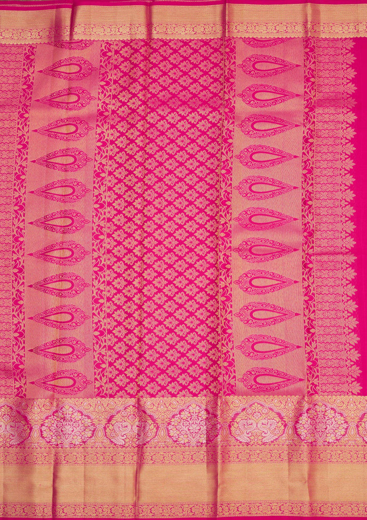 Rani Pink Zariwork Pure Silk Saree