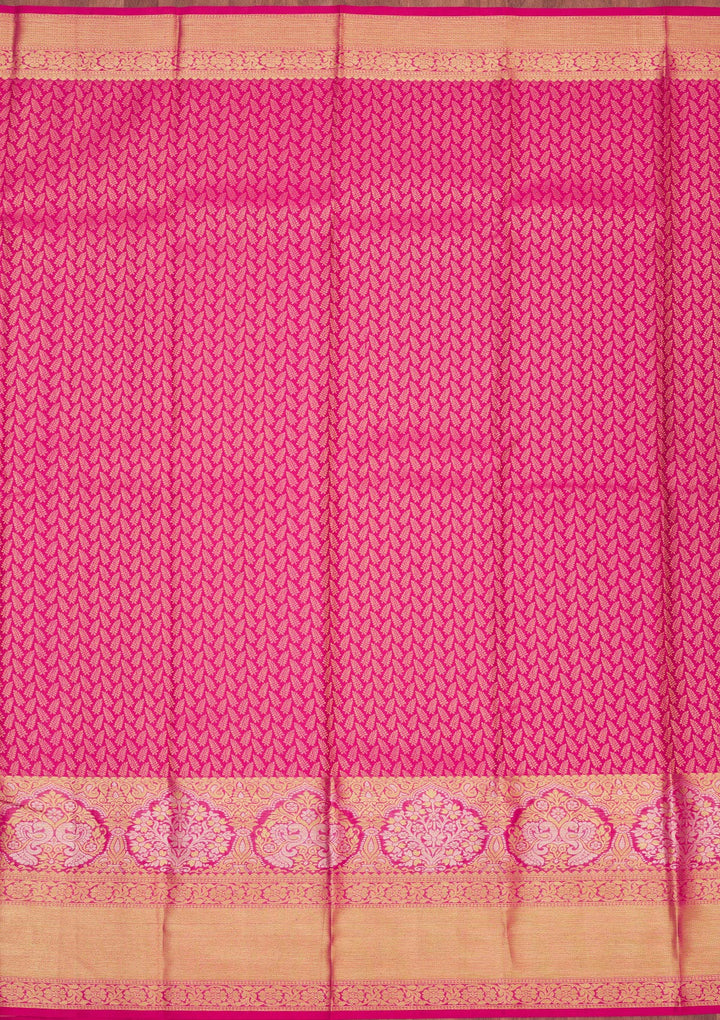 Rani Pink Zariwork Pure Silk Saree
