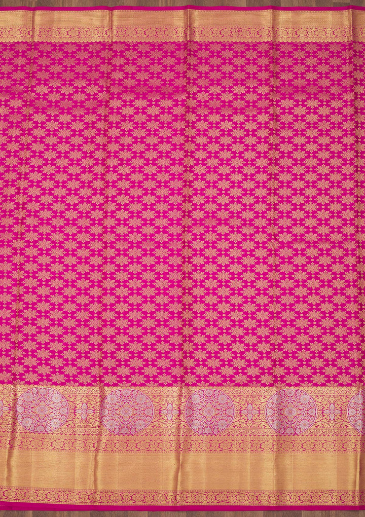 Rani Pink Zariwork Pure Silk Saree