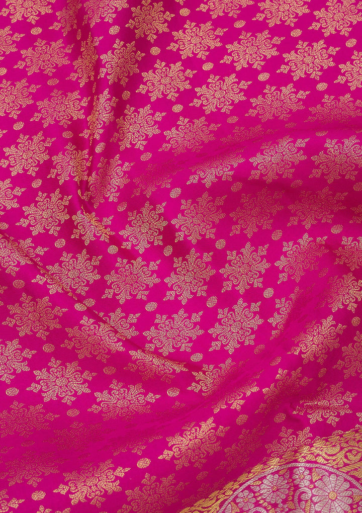 Rani Pink Zariwork Pure Silk Saree