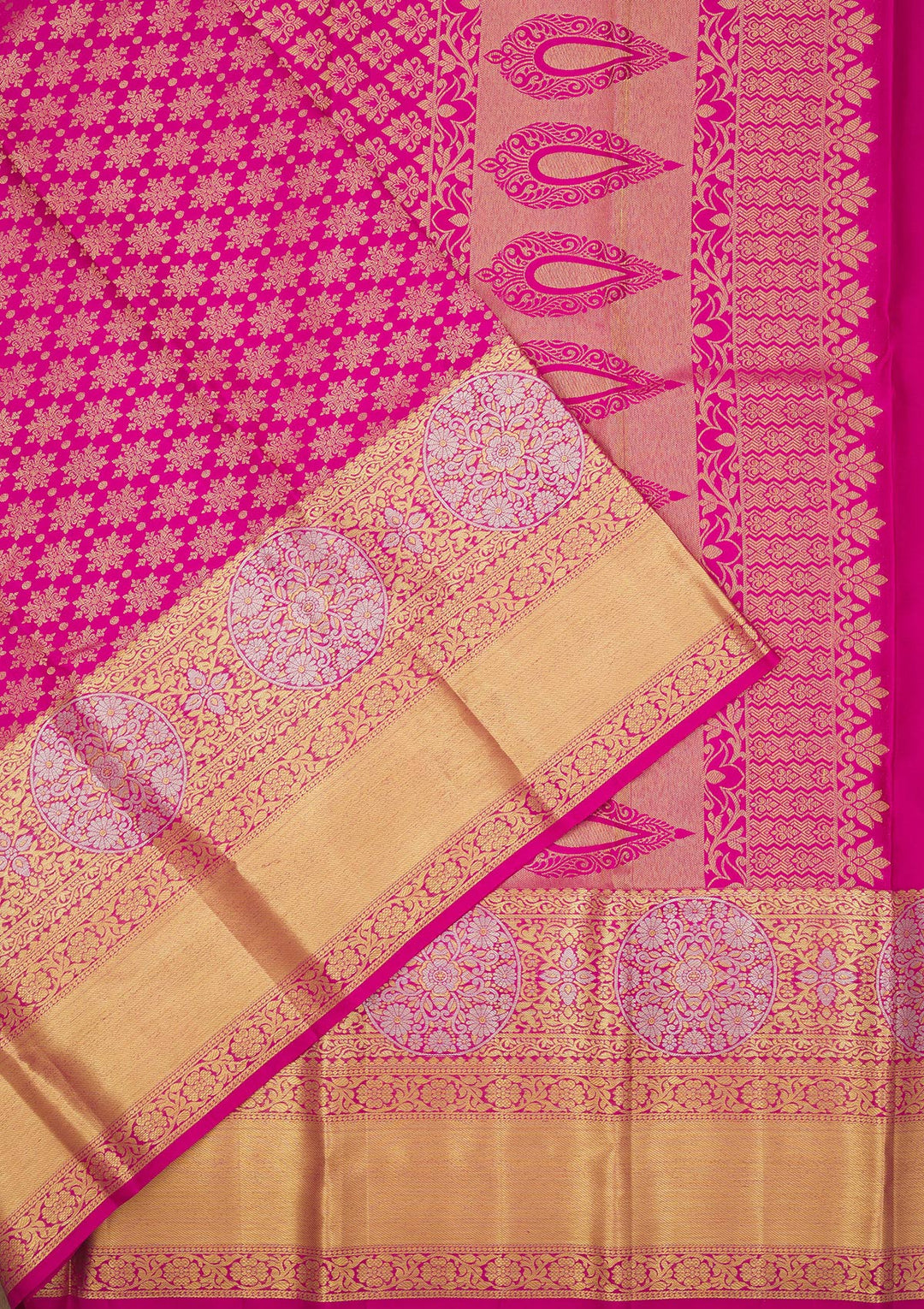 Rani Pink Zariwork Pure Silk Saree