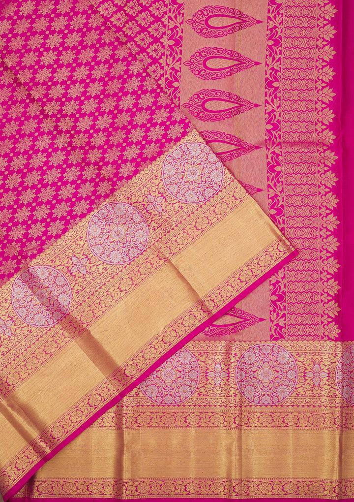 Rani Pink Zariwork Pure Silk Saree