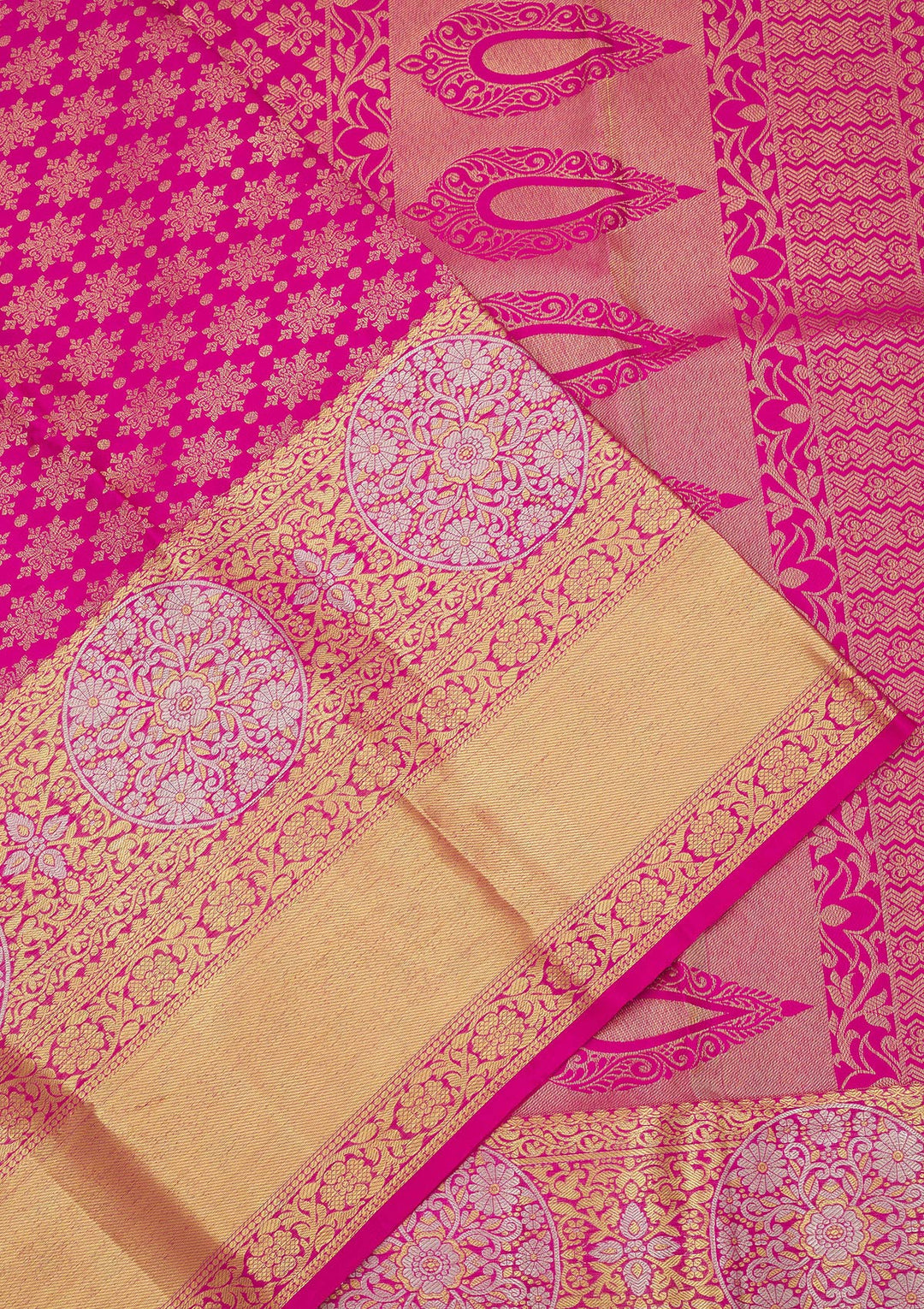 Rani Pink Zariwork Pure Silk Saree