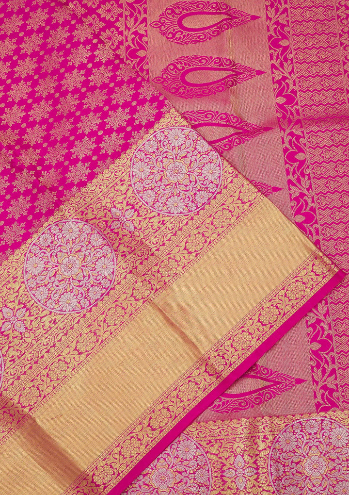 Rani Pink Zariwork Pure Silk Saree