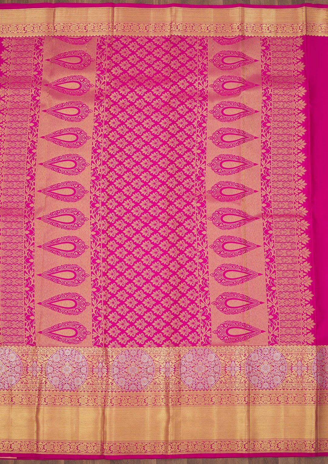 Rani Pink Zariwork Pure Silk Saree