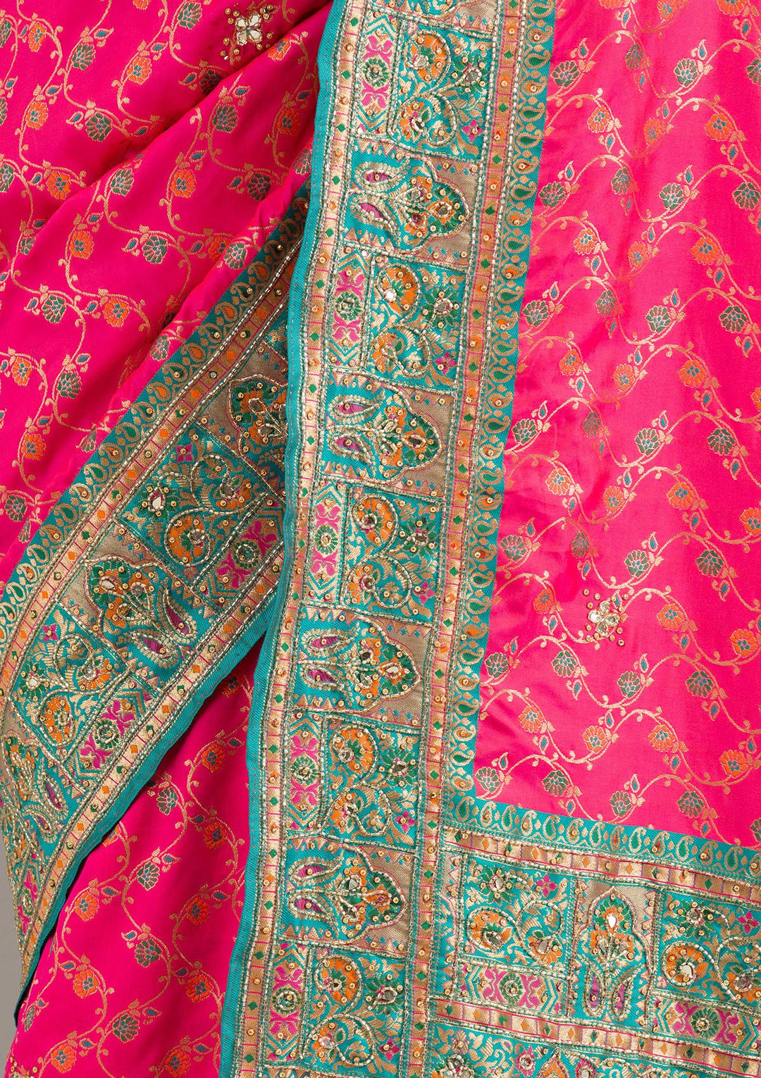 Rani Pink Cutdana Art Silk Saree