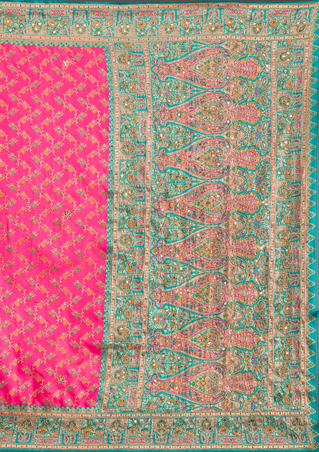 Rani Pink Cutdana Art Silk Saree