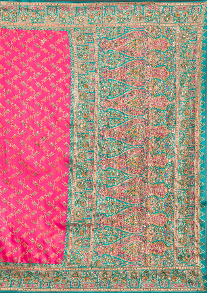 Rani Pink Cutdana Art Silk Saree