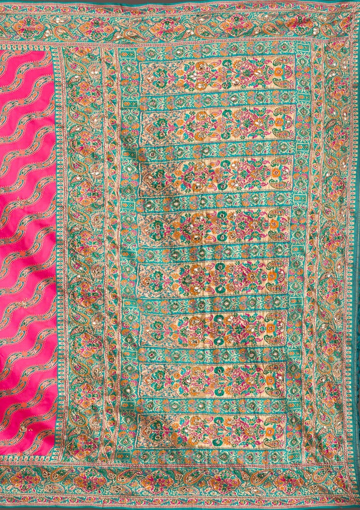 Rani Pink Cutdana Art Silk Saree