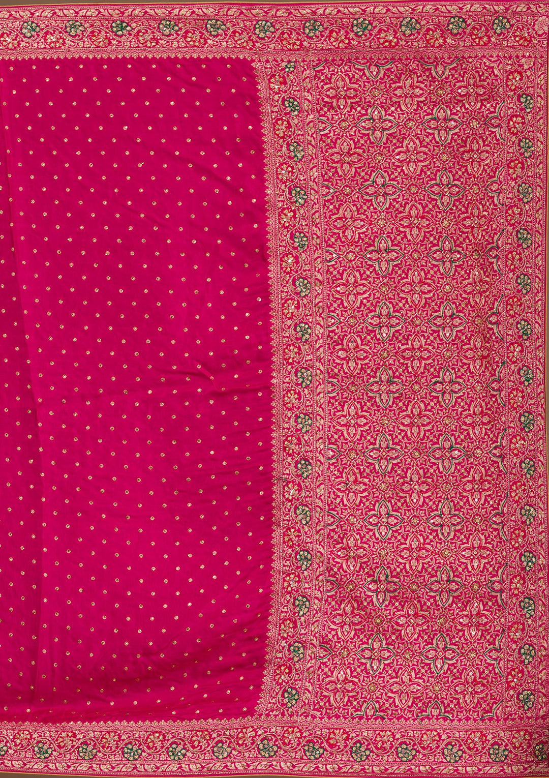 Rani Pink Cutdana Banarasi Silk Saree