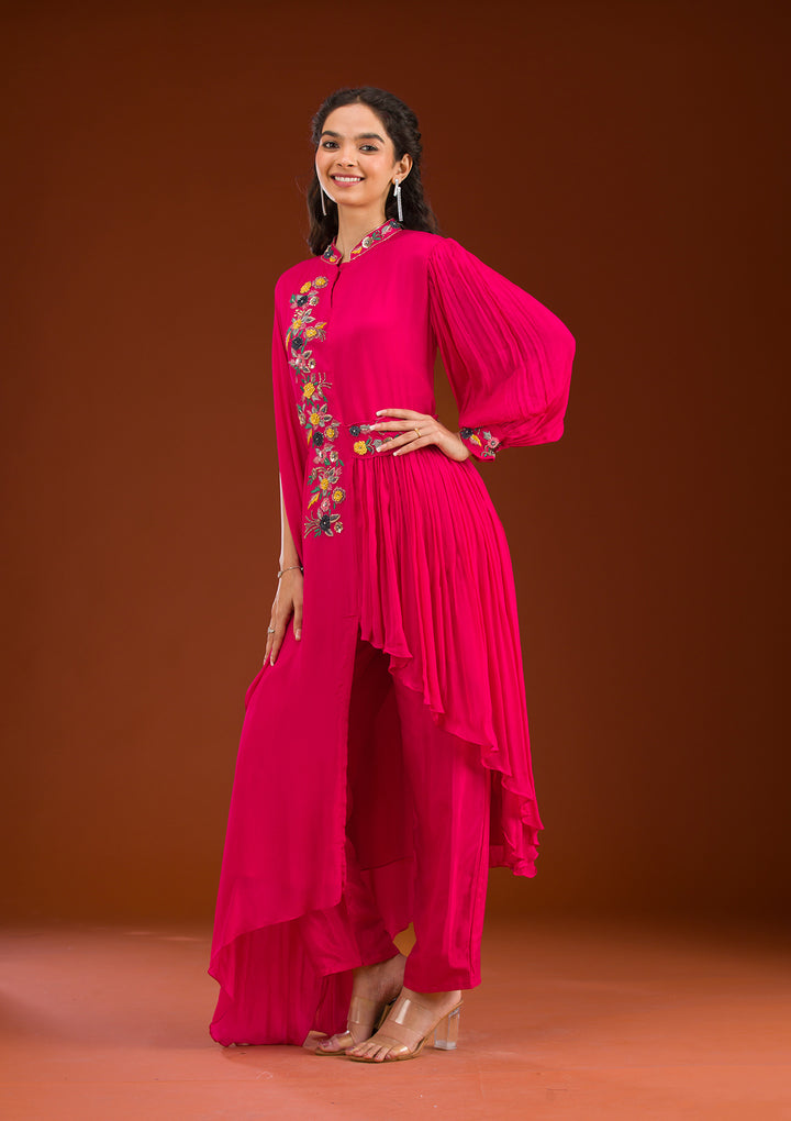 Rani Pink Cutdana Georgette Readymade Salwar Suit
