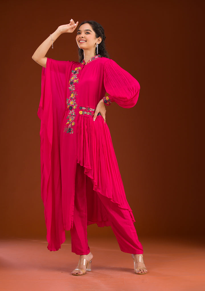 Rani Pink Cutdana Georgette Readymade Salwar Suit