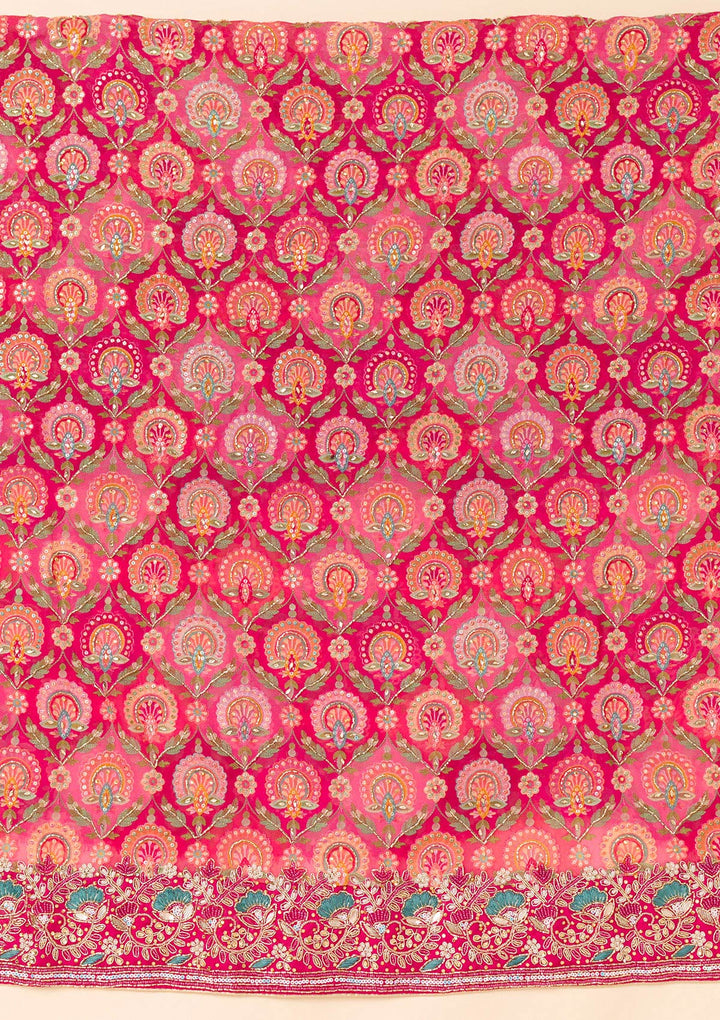Rani Pink Cutdana Georgette Unstitched Salwar Suit