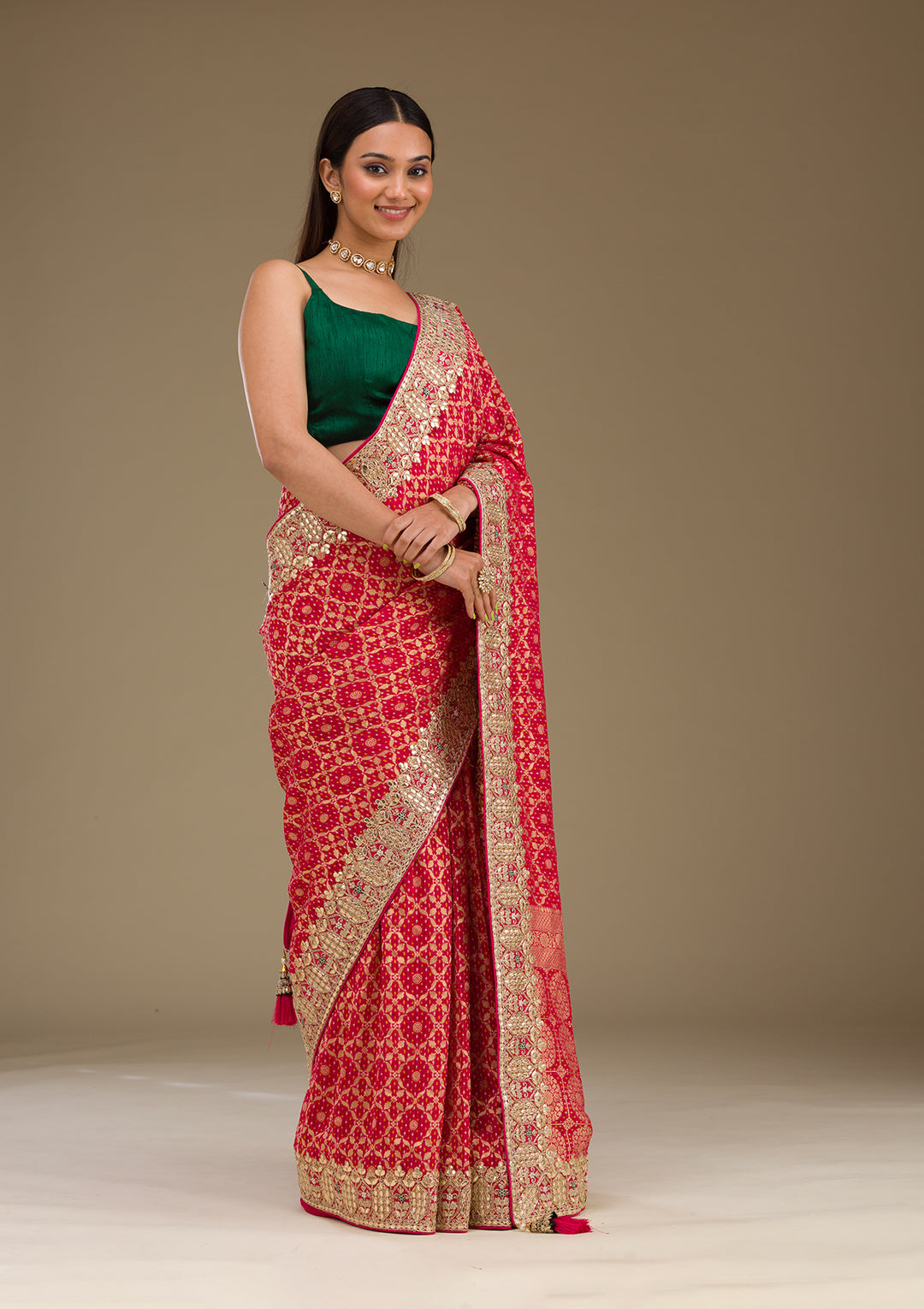 Rani Pink Zariwork Banarasi Saree