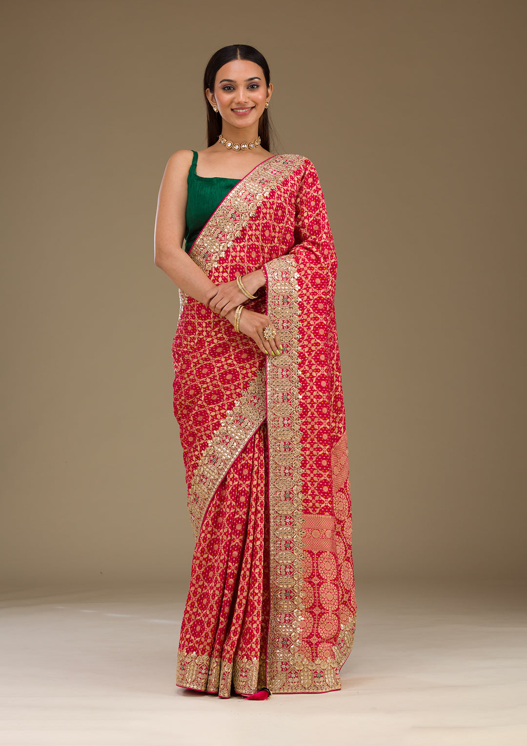 Rani Pink Zariwork Banarasi Saree