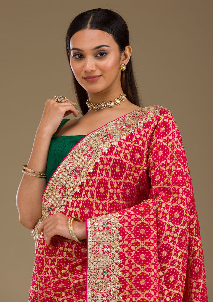 Rani Pink Zariwork Banarasi Saree