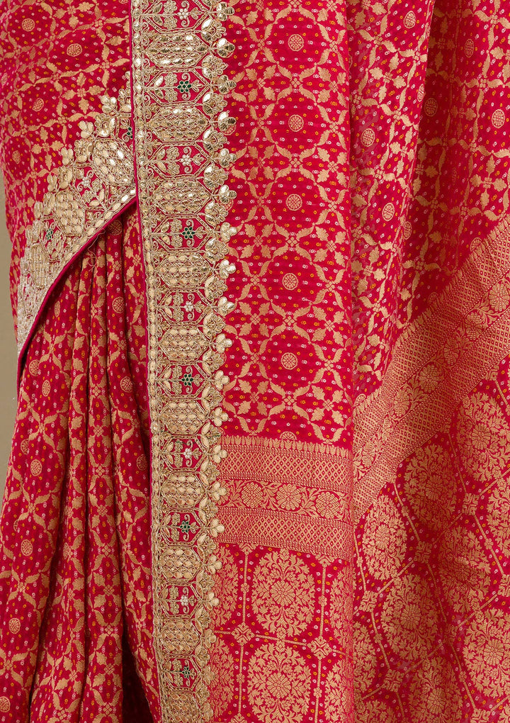 Rani Pink Zariwork Banarasi Saree
