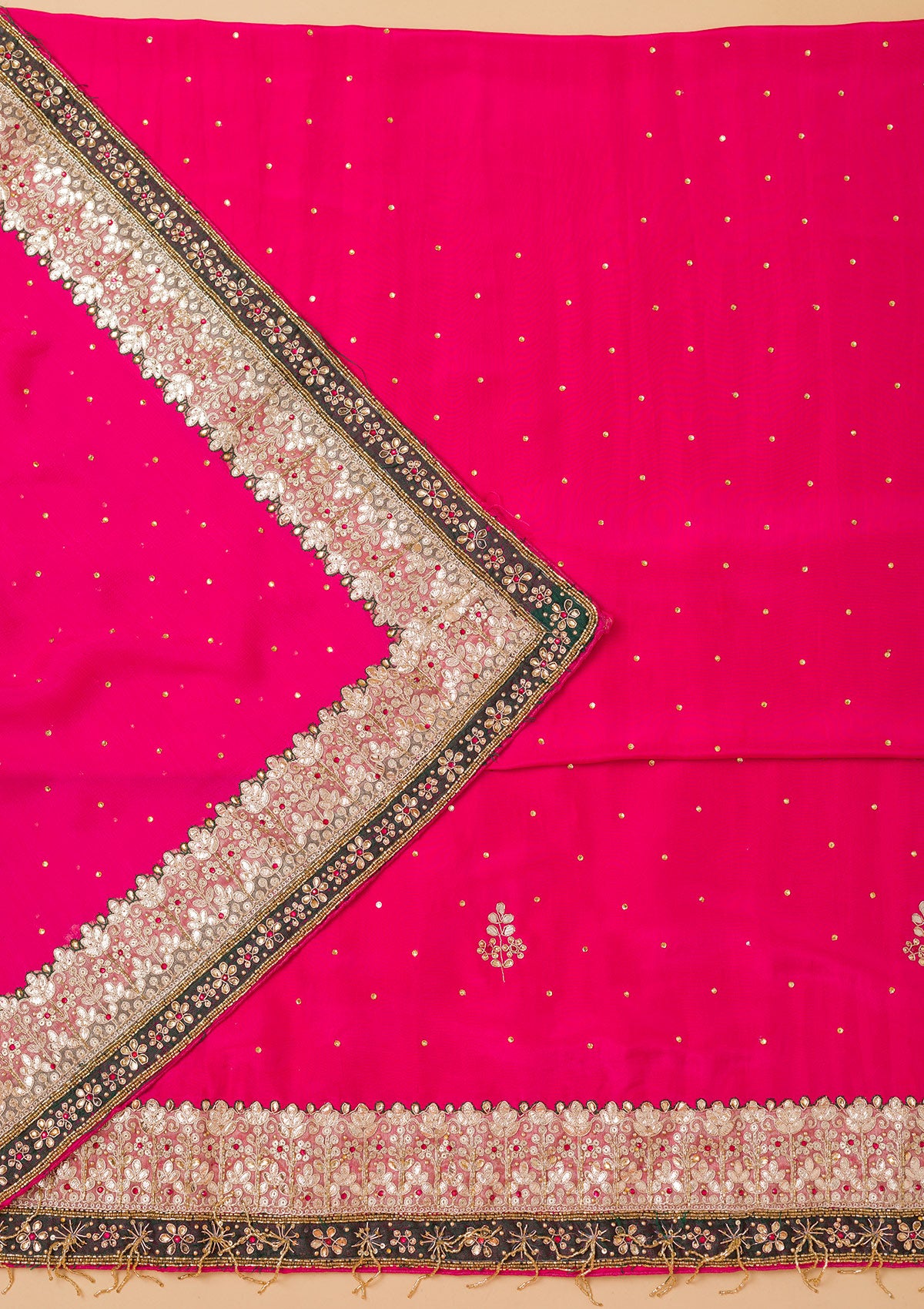 Rani Pink Gotapatti Semi Crepe Unstitched Salwar Suit