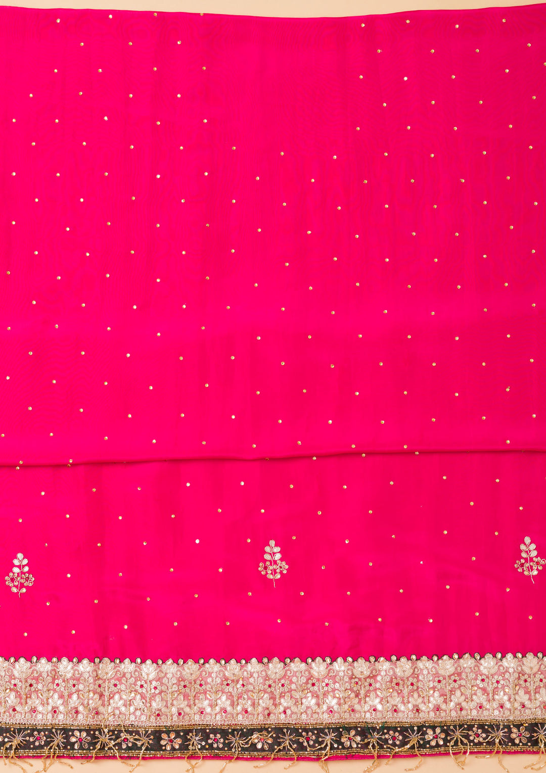 Rani Pink Gotapatti Semi Crepe Unstitched Salwar Suit