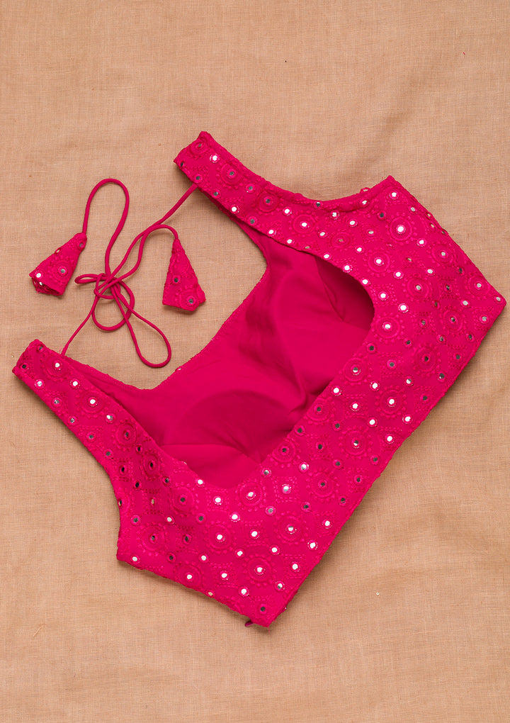 Rani Pink Mirrorwork Georgette Blouse