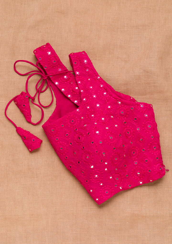 Rani Pink Mirrorwork Georgette Blouse