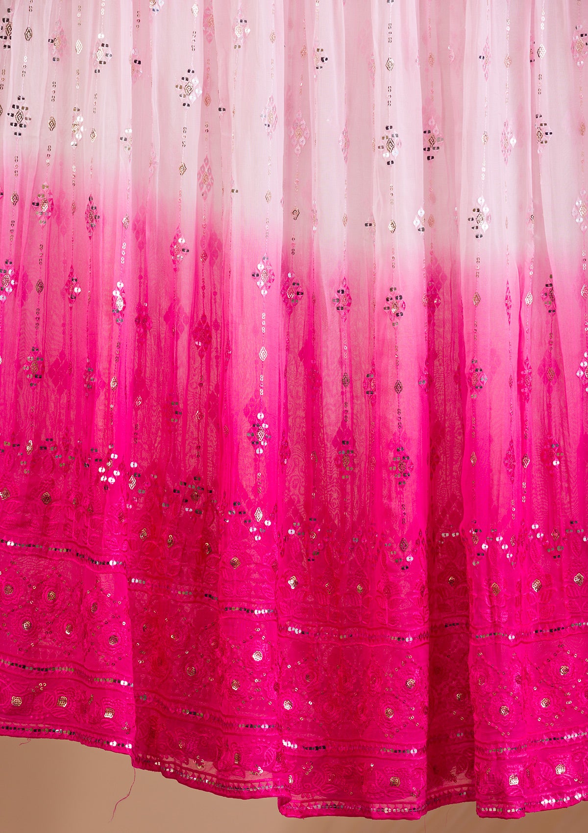 Rani Pink Mirrorwork Georgette Readymade Lehenga