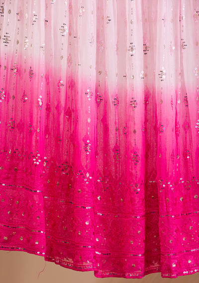 Rani Pink Mirrorwork Georgette Readymade Lehenga