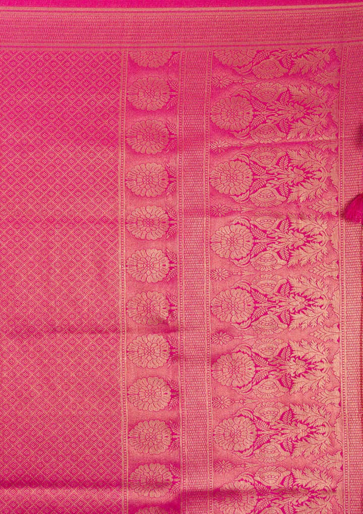 Rani Pink Plain Soft Silk Saree
