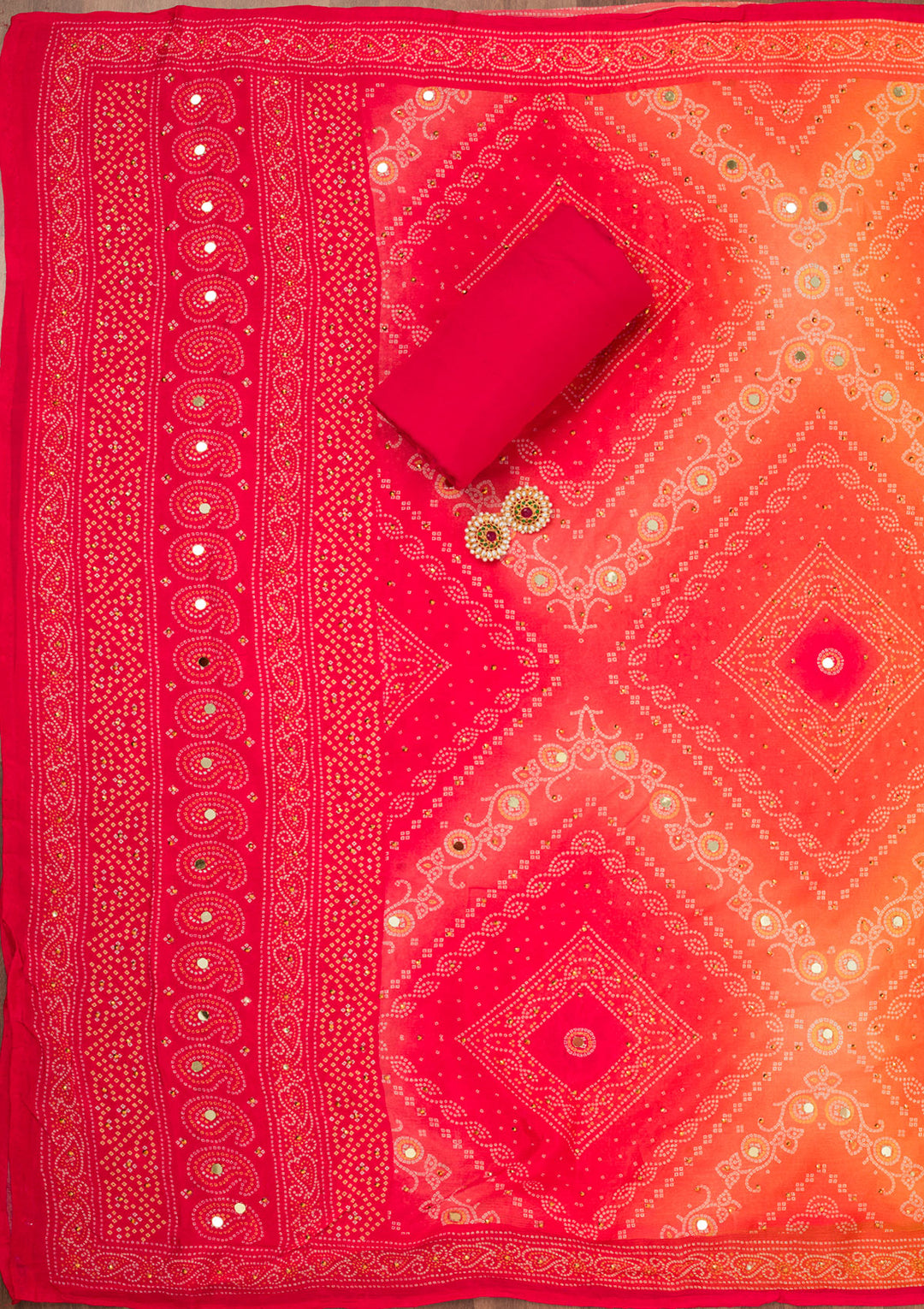 Rani Pink Printed Chiffon Unstitched Salwar Suit