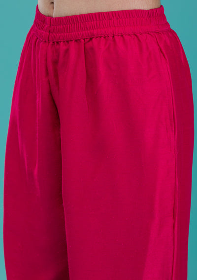 Rani Pink Printed Crepe Readymade Salwar Suit