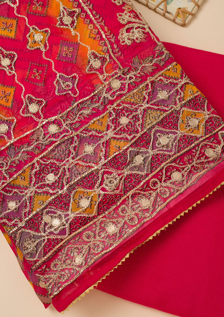 Rani Pink Printed Georgette Unstitched Salwar Suit