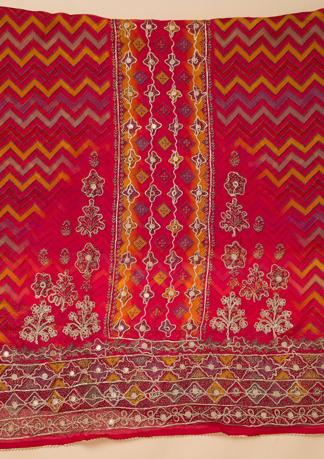 Rani Pink Printed Georgette Unstitched Salwar Suit