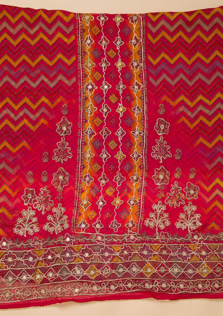 Rani Pink Printed Georgette Unstitched Salwar Suit