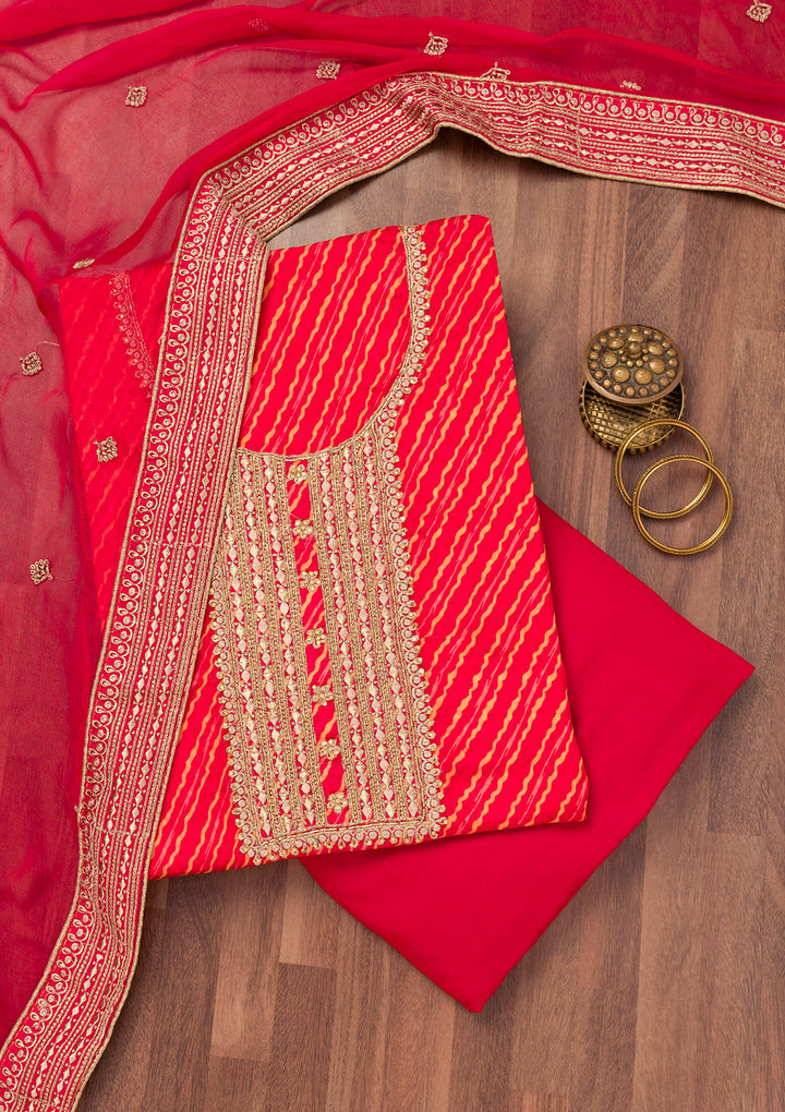Rani Pink Printed Georgette Unstitched Salwar Suit