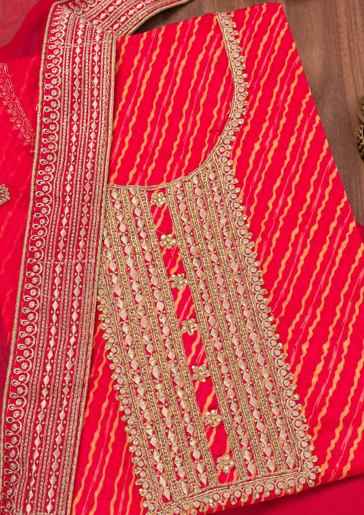 Rani Pink Printed Georgette Unstitched Salwar Suit
