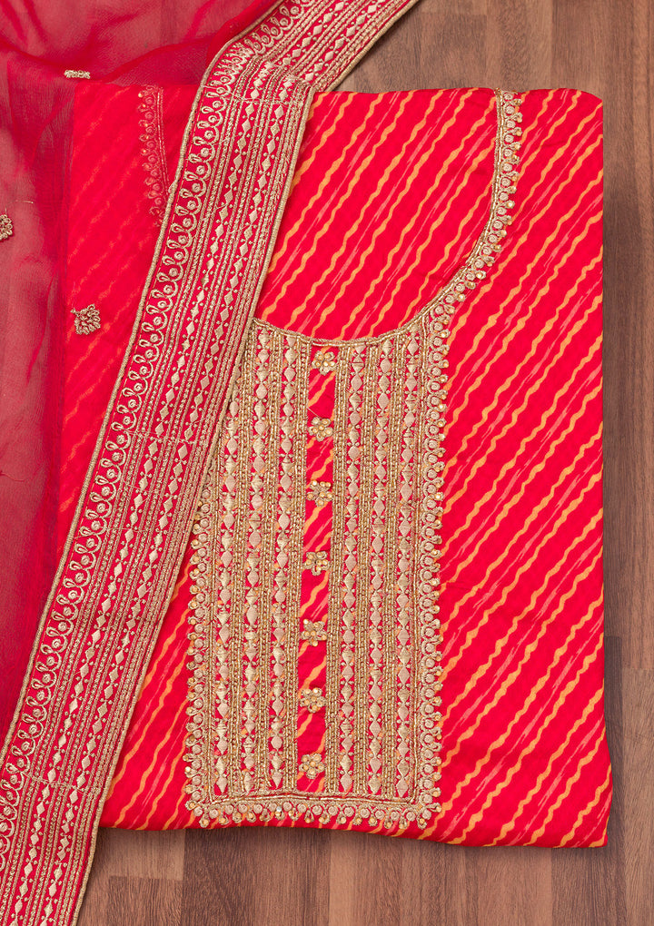 Rani Pink Printed Georgette Unstitched Salwar Suit