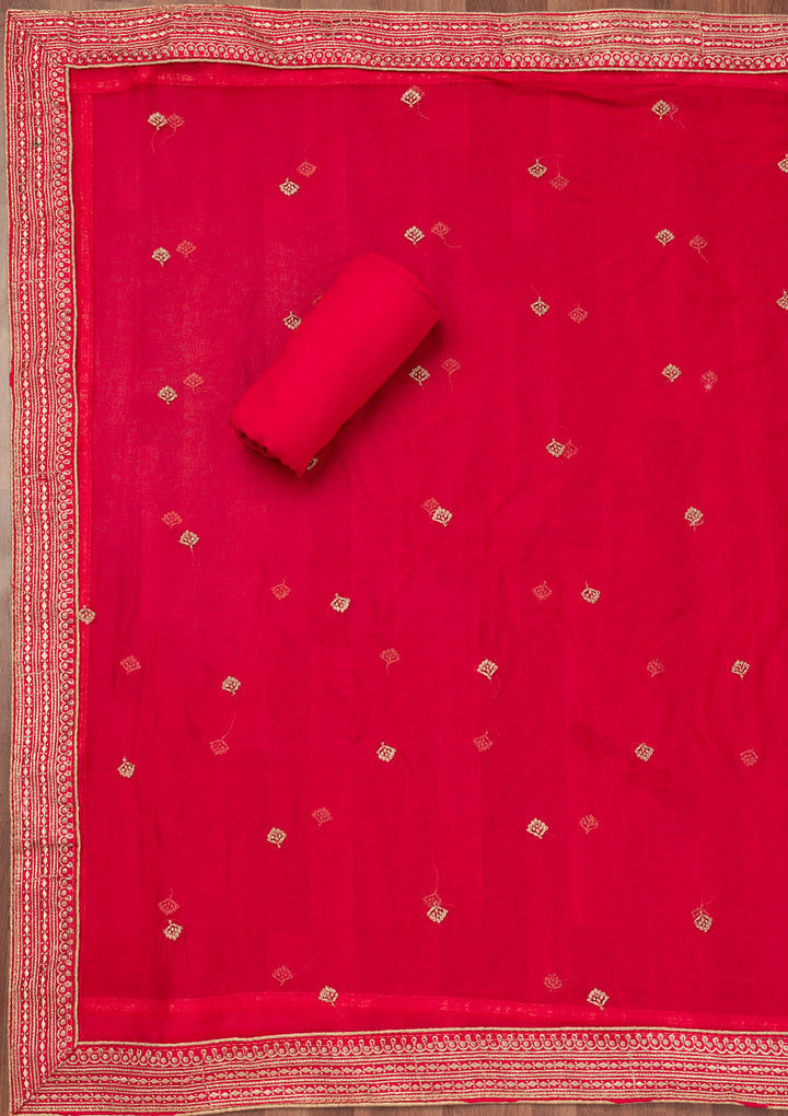 Rani Pink Printed Georgette Unstitched Salwar Suit